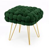 Pufa siedzisko do salonu DOTTY welur tapicerowana 38 cm Butelkowa Zieleń