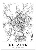 Plakat mapa Olsztyn czarnobiała 61x91 cm