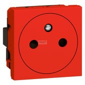 MOSAIC - Gniazdo 2P+Z płaskie czerwone antybakteryjne Legrand 278141L