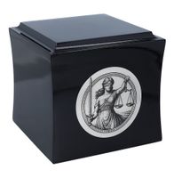 Tematyczna urna z motywem Temidy. Urna dla prawnika Czarny/Design1