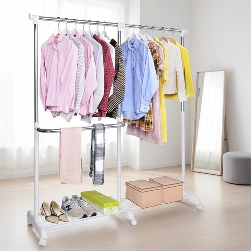 WIESZAK NA UBRANIA BUTY KÓŁKACH STOJĄCY STOJAK SKANDYNAWSKI BIAŁY na Arena.pl