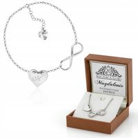 Srebrna bransoletka NIESKOŃCZONOŚĆ ROCZNICA serce