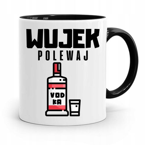 Kubek Czarny Prezent Dla Wujka Wujek Polewaj Z Nadrukiem Ze Zdjęciem na Arena.pl