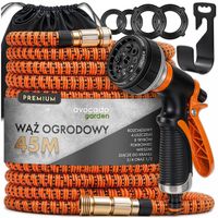 WĄŻ OGRODOWY ROZCIĄGLIWY ELASTYCZNY 45M ZRASZACZ+ ZŁĄCZKI + PISTOLET