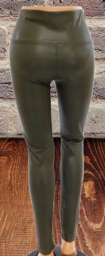 SPODNIE Legginsy Eko Skóra Wyszczuplające wysoki stan MIEGO 3/4XL KHAKI na Arena.pl