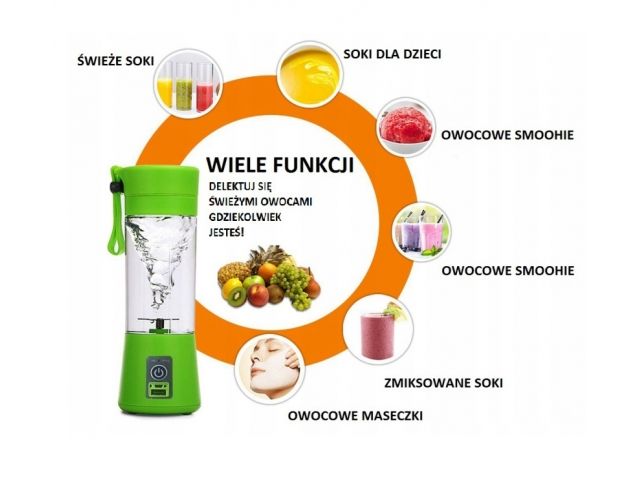 BLENDER MIKSER TURYSTYCZNY BEZPRZEWODOWY USB AKUMULATOR 380ML zdjęcie 14