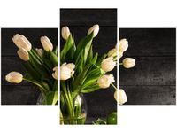 90X60CM OBRAZ OBRAZ BUKIET JASNYCH TULIPANÓW KWIATY TRZY OBRAZY
