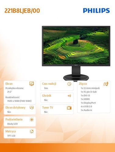 Monitor 21.5 221B8LJEB LED DVI HDMI DP Pivot na Arena.pl