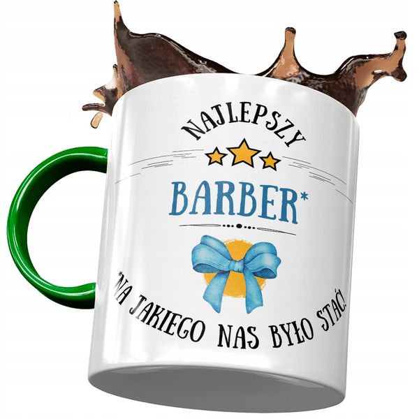 Kubek Zielony Dla Barbera Najlepszy Barber Z Nadrukiem Ze Zdjęciem zdjęcie 1