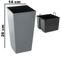 Doniczka wysoka z wkładem połysk Szary H 260 mm
