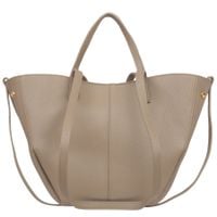 VERA PELLE torebka damska skórzana shopper mała rozpinana V695 beżowa