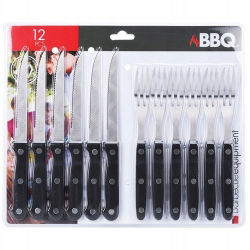 12x Sztućce DO STEKÓW burgerów pizzy mięsa grilla widelec nóż z ząbkami na Arena.pl