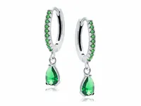 ELEGANCKIE RODOWANE SREBRNE KOLCZYKI KÓŁKA ŁEZKI ZIELONE CYRKONIE