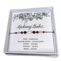 Bransoletka z kamieni naturalnych prezent dla babci perła rubin dzień babci