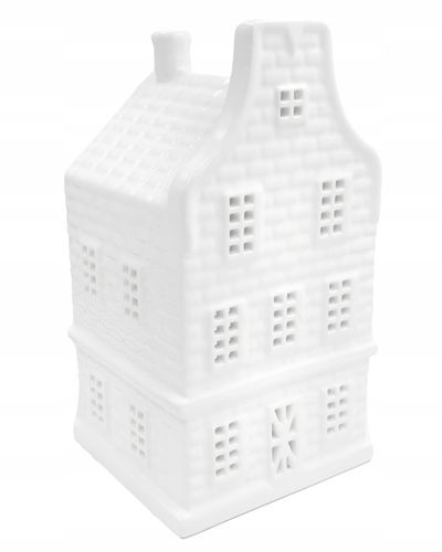 BIAŁY DOMEK CERAMICZNY NA T-LIGHT LAMPION ŚWIECZNIK ŚWIĄTECZNY na Arena.pl