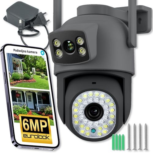 PODWÓJNA KAMERA WIFI IP SMART ZEWNĘTRZNA OBROTOWA 6MPX APLIKACJA ULTRA HD na Arena.pl