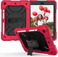 Etui do iPad 9/8/7 10.2" z Podstawką i Paskiem na Ramię Czerwone