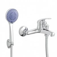Bateria wannowa ścienna zestaw prysznicowy kran chrom funkcyjna słuchawka