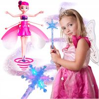 MAGICZNY ZESTAW RÓŻDŻKA lodowej księżniczki ŚWIECĄCA + LATAJĄCA LALKA ELF