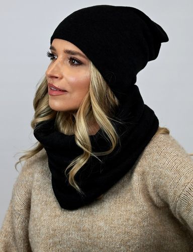 POLSKI Komplet CZAPKA + KOMIN Tunel Szal - CZARNY komplet damski na na Arena.pl