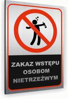 Tabliczka znak informacyjny 40x30 Srebrna ZAKAZ WSTĘPU OSOBOM NIETRZEŹWYM