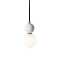Lampa wisząca kula Bilo PL0137 Yaskr do salonu szkło marmur biała mosiądz