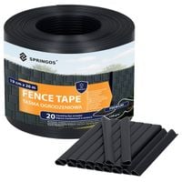 Taśma ogrodzeniowa z zestawem klipsów mocujących 20 szt. PVC 26 m x 19 cm 1200 g/m2 antracyt
