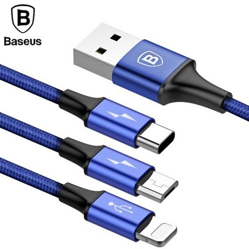 Kabel USB Baseus Rapid 3w1 Typ C / Lightning / Micro 3A 1,2M - niebieski na Arena.pl