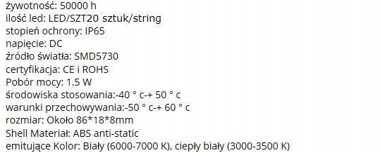 MODUŁ 3xDIODA LED SMD5730 0,5w/12V BBIAŁA ZIMNA zdjęcie 5