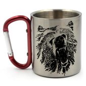 KUBEK Z NIEDŹWIEDZIEM. METALOWY KUBEK Z KARABIŃCZYKIEM, 300ML