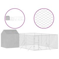 Kojec dla psa, z dachem, srebrny, 6x6x2,5 m, stal galwanizowana