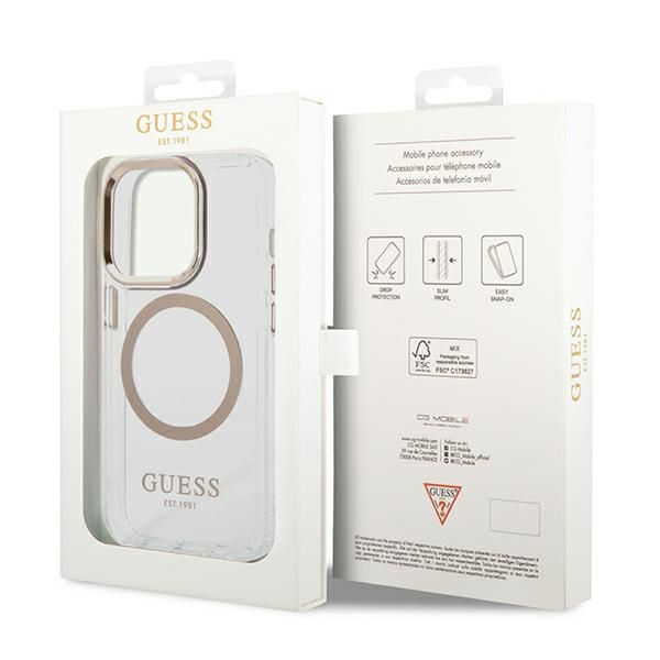 Etui Guess do iPhone 14 Pro, Złoty, MagSafe zdjęcie 8