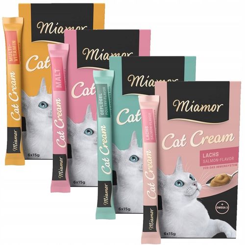 MIAMOR CAT CREAM PASTY DLA KOTA MIX SMAKÓW 4x (6x15g) na Arena.pl