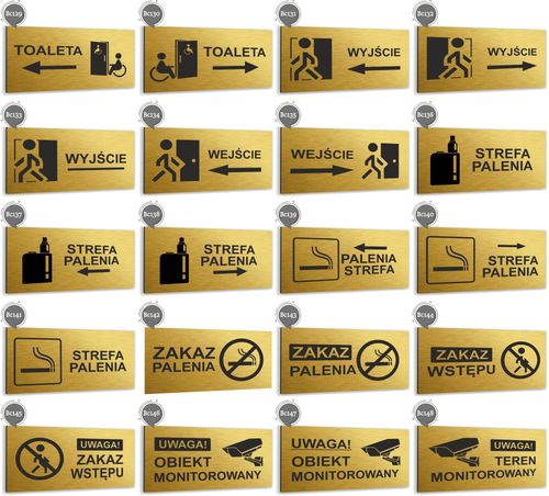 Tabliczka TOALETA DLA OSÓB NIEPEŁNOSPRAWNYCH aluminium informacyjna ZŁOTA na Arena.pl