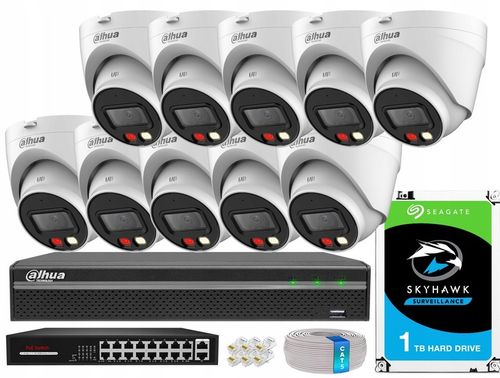 Zestaw Monitoringu DAHUA 16 Kamer 4MPx 2K+ Dual Light 30m Zewnętrzny PoE na Arena.pl