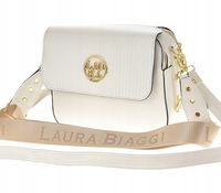 Laura Biaggi - torebka listonoszka kuferek biały groszek mat + holo JS170