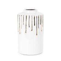 Wazon dekoracyjny cermiczny LUIS 15X15X25 biały + złoty