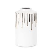 Wazon dekoracyjny cermiczny LUIS 15X15X25 biały + złoty