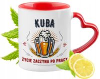 Dla Kuby Kubek Czerwony Z Uszkiem W Kształcie Serca Na Prezent Z Nadrukiem