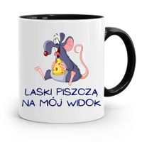Kubek Czarny Śmieszny Zabawny Laski Piszczą Na Mój Z Nadrukiem Ze Zdjęciem