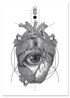 Plakat cyfrowy do wydruku serce oko szkic