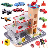 PARKING GARAŻ DREWNIANY ZABAWKA Z WINDĄ AKCESORIA AUTKA PREZENT DLA DZIECI
