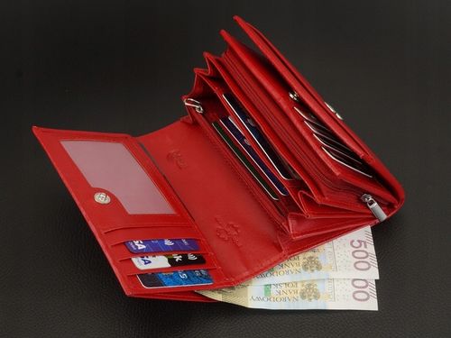 KOCHMANSKI portfel damski skórzany średni zapinany super pojemny czerwony na Arena.pl