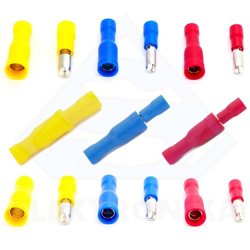 2x Konektor rurkowy żeński 4mm izolowany czerwony 16-22 AWG na Arena.pl