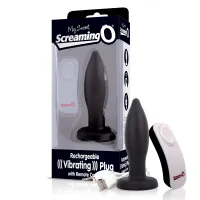 the screaming o vibrating plug black - wibrujący korek silikonowy z pilotem