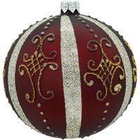 Bombka choinkowa ręcznie malowana - Bombka czerwona ze zdobieniami