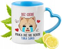 Pożegnanie Z Pracy Kubek Błękitny Z Uszkiem W Kształcie Serca Na Prezent