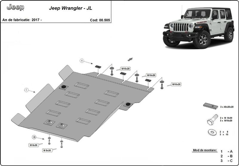 Stalowa osłona pod skrzynie biegów Jeep Wrangler JL 17-2023 zdjęcie 2