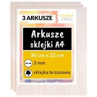 Płyta sklejka do cięcia laserem 3mm A4 x 3 sztuki