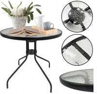 Stolik ogrodowy Bergamo fi 90 cm czarny taras balkon szkło okrągły